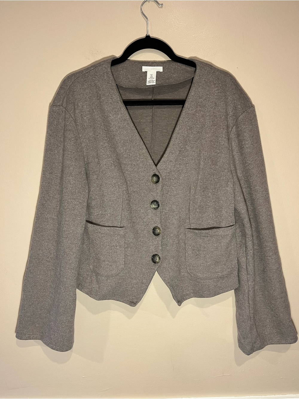 H&M Rib-Knit Cardigan Brown/Gray size L